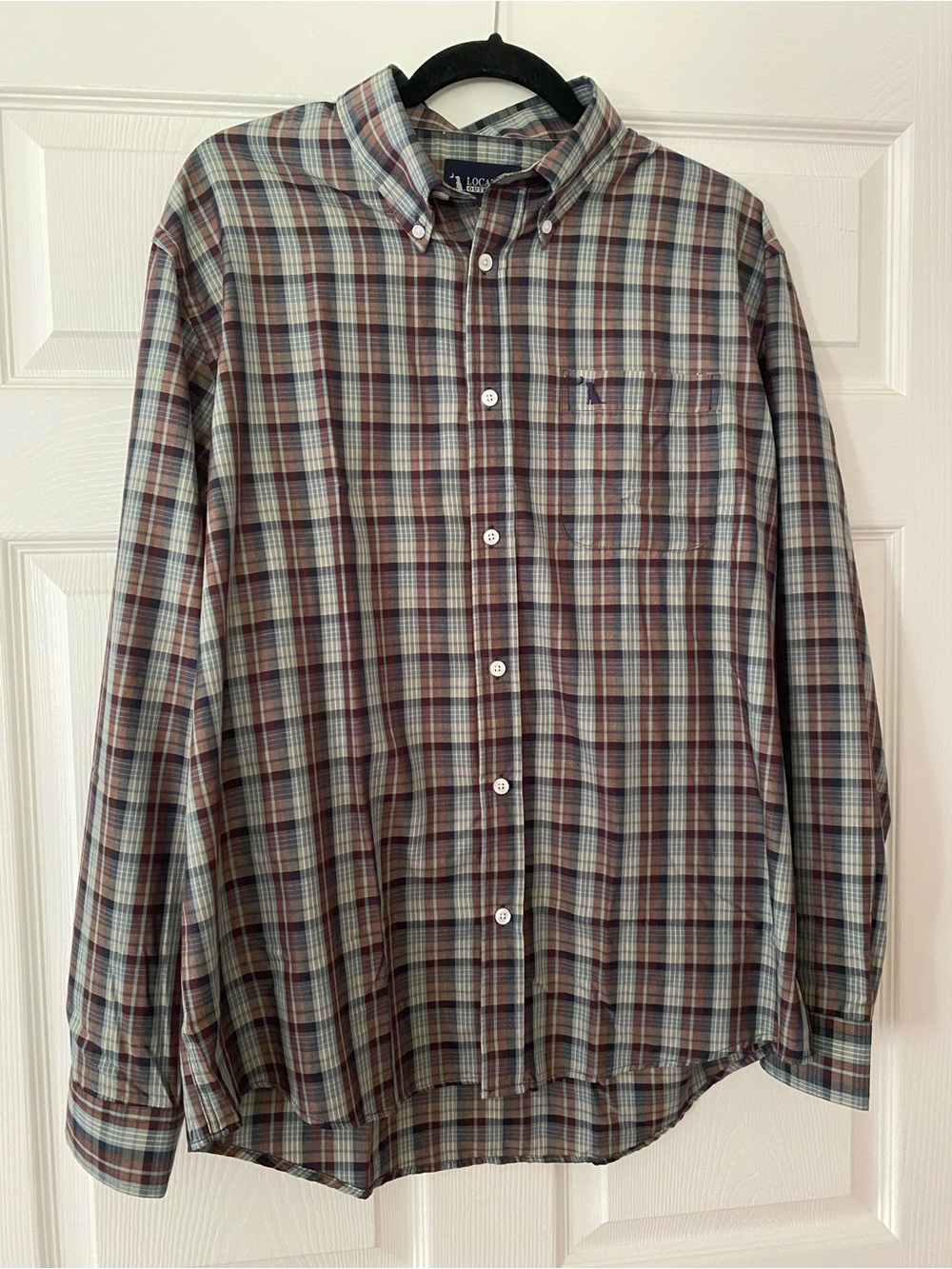 Local Boy Outfitters Men's Plaid Button-Down Shirt Burgundy & Navy